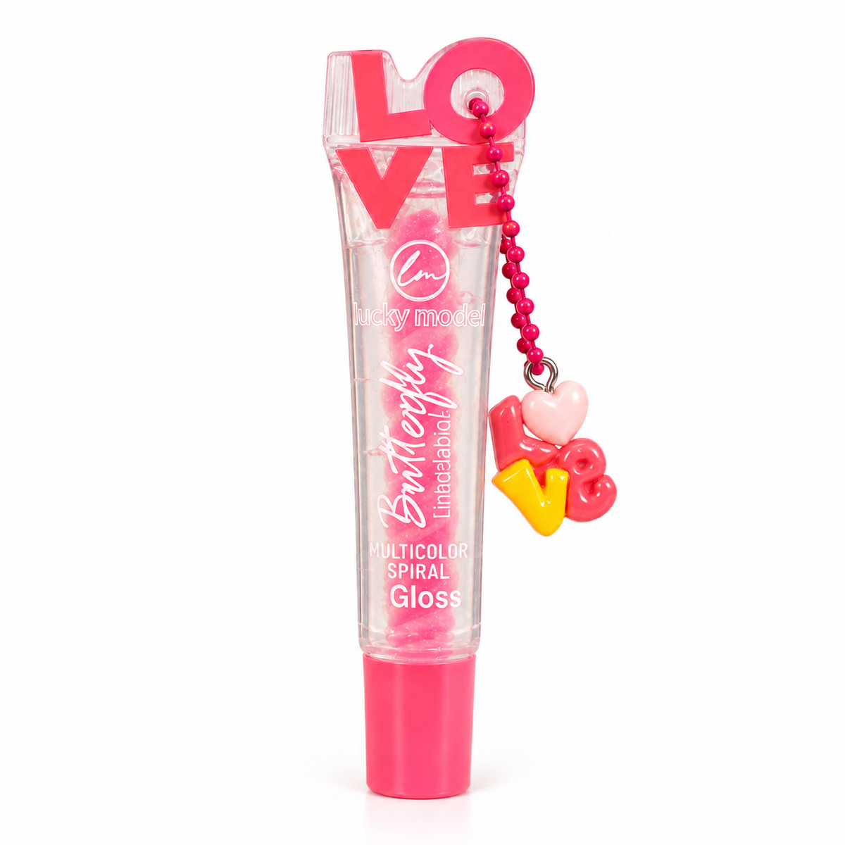 Lip Gloss Multicolor Spiral LOVE con Charm