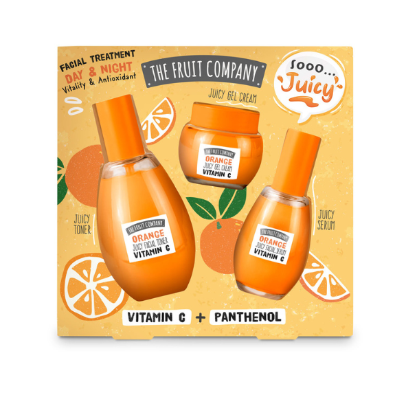 SET TRATAMIENTO FACIAL JUICY SKIN NARANJA VITAMINA C TÓNICO + CREMA + SERUM