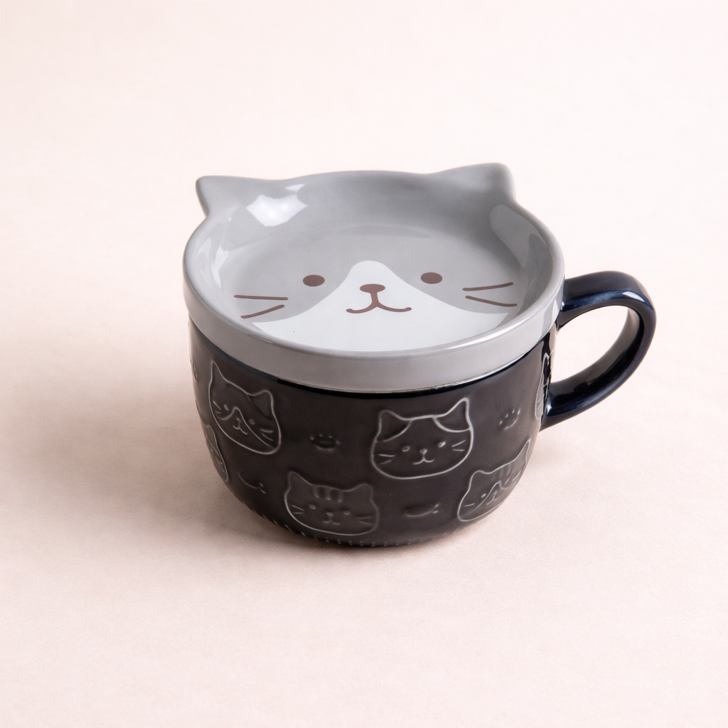 🐱 Taza Gatito Gris de Cerámica
