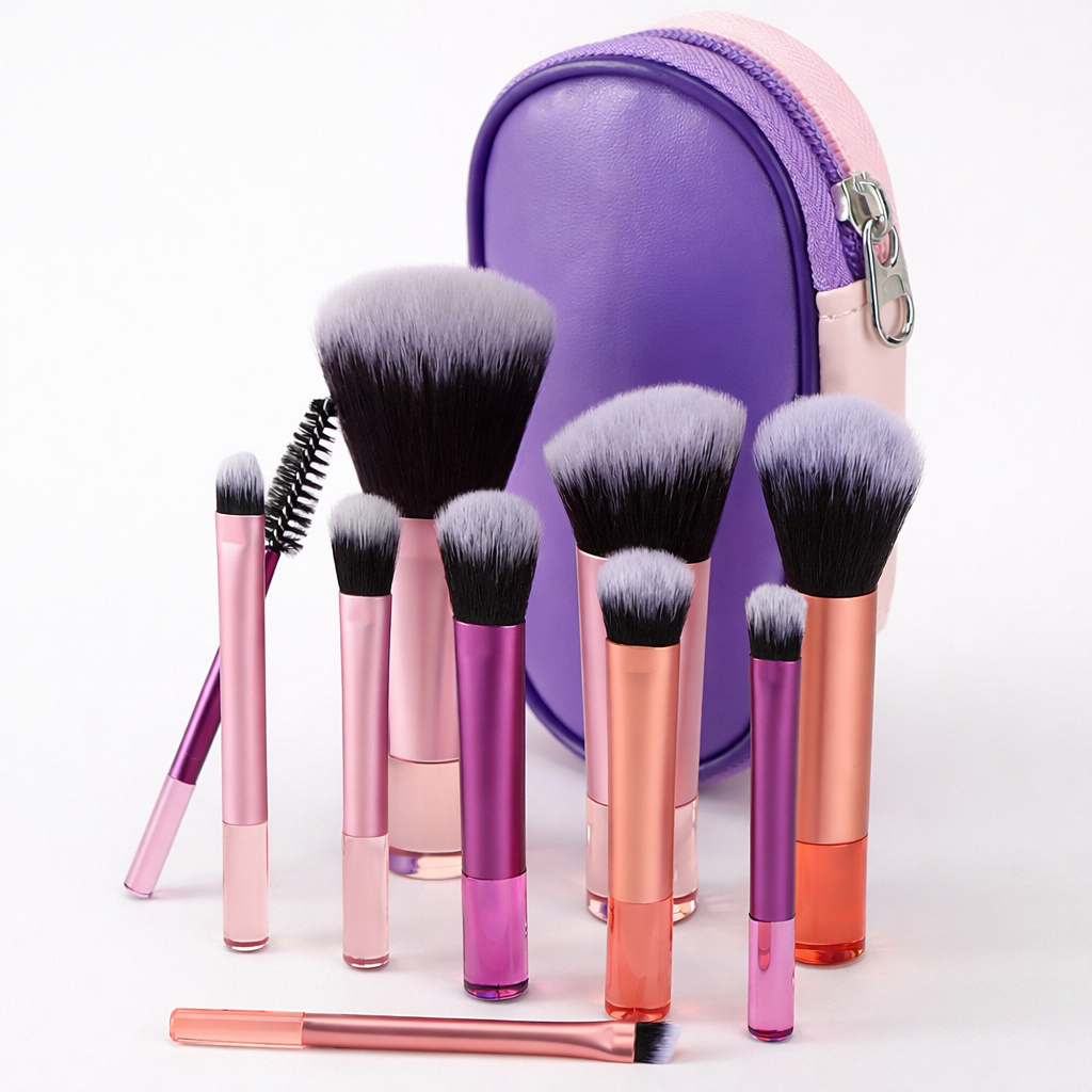 Mini set de Brochas de Maquillaje con Estuche