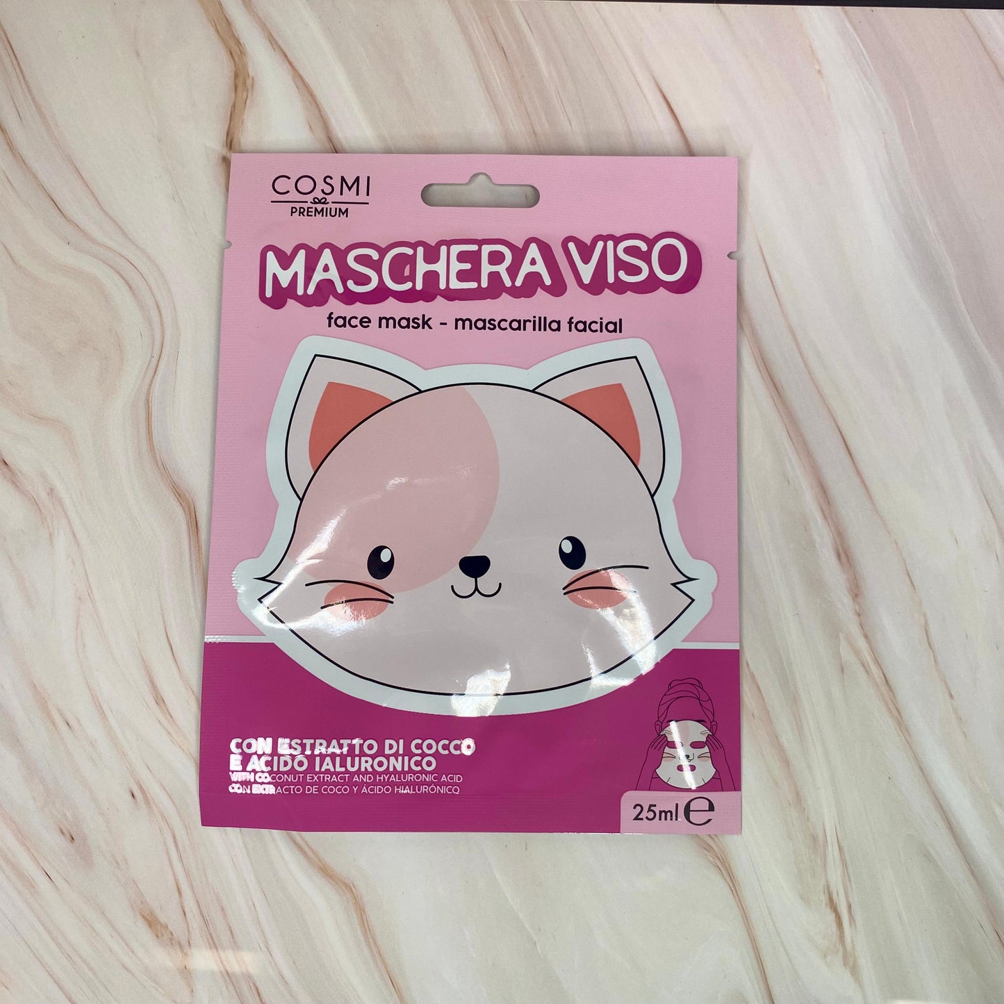 Mascarilla Facial Gatito con Extracto de Coco y Ácido Hialurónico