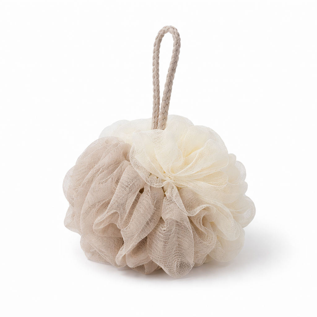 Esponja de baño beige – Suave y exfoliación delicada