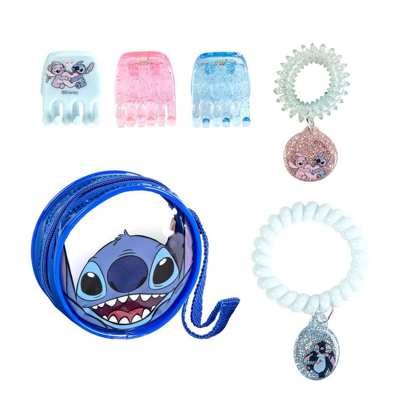 Bolsito con accesorios de belleza stitch