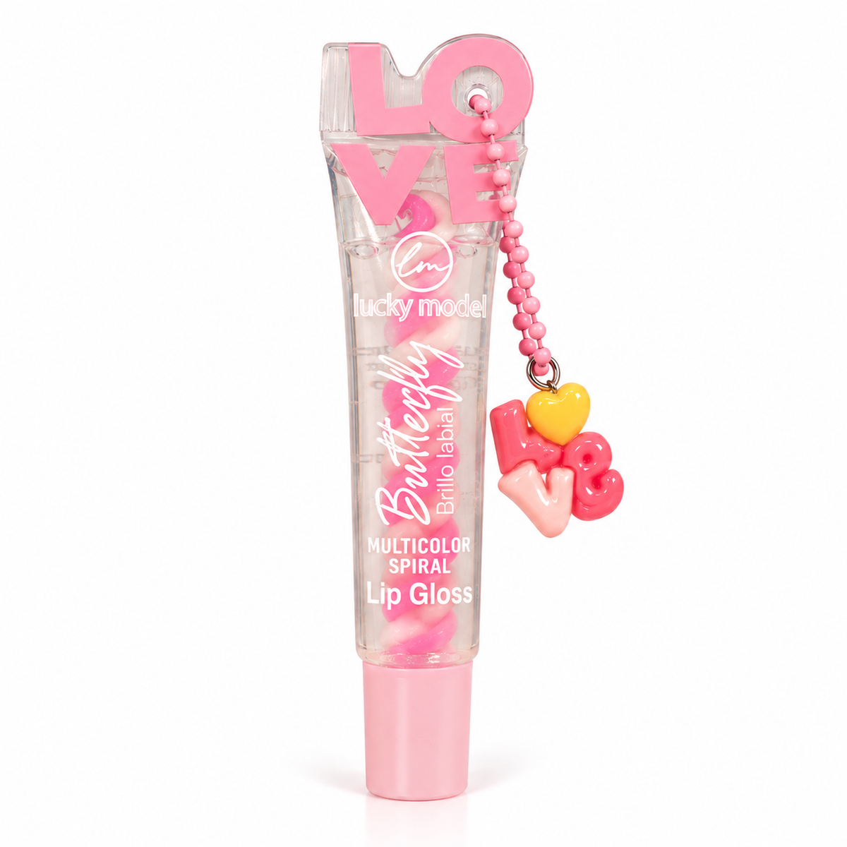 Lip Gloss Multicolor Spiral LOVE con Charm
