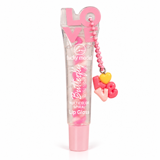 Lip Gloss Multicolor Spiral LOVE con Charm