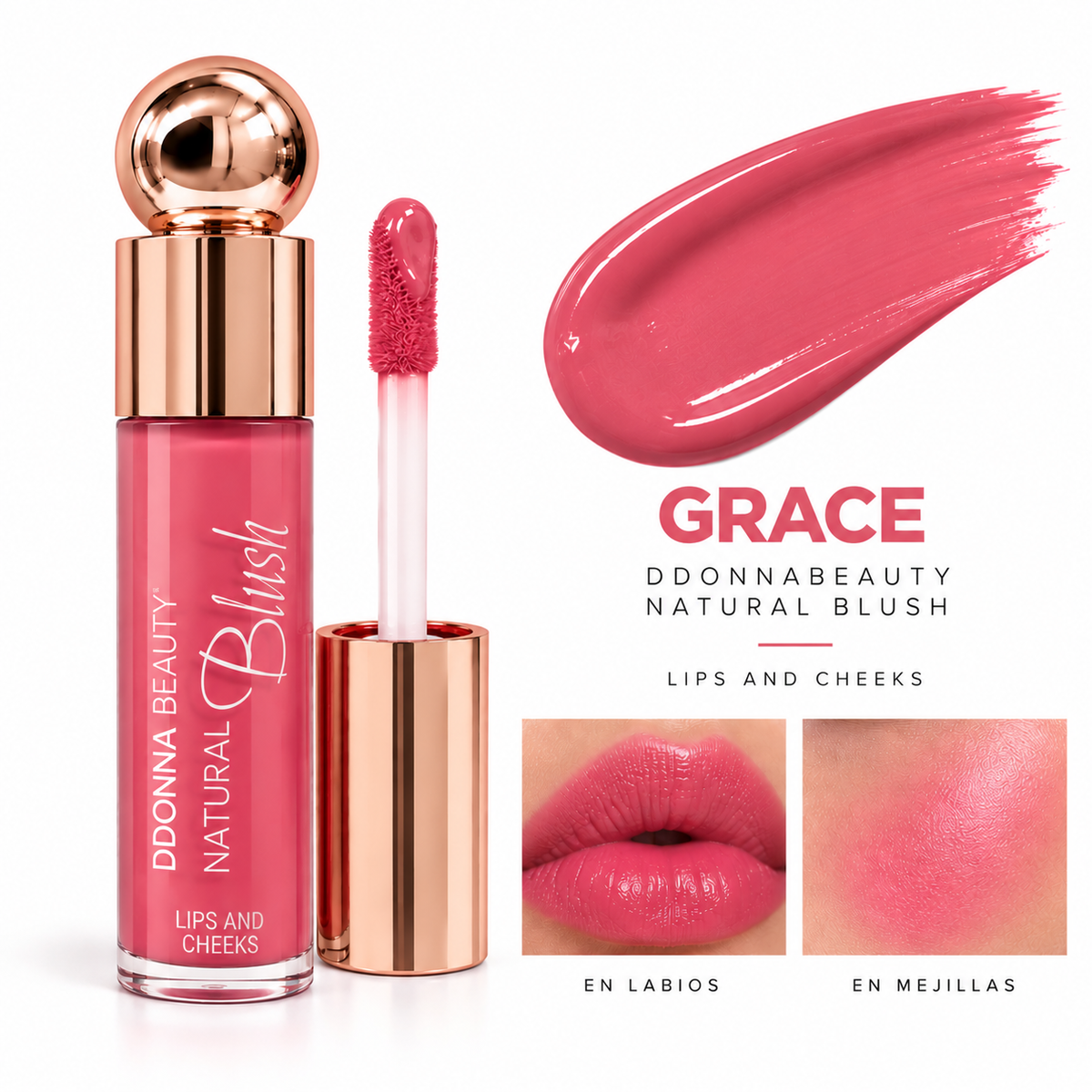 Natural Blush Lips & Cheeks DDONNA Beauty – Colorete Líquido