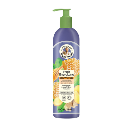 GEL DE DUCHA FRESCO ENERGIZANTE PARA USO DIARIO CON JENGIBRE Y MIEL DE TILO, 500 ML