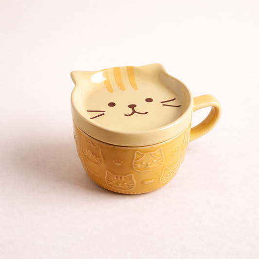 🐱 Taza Gatito Amarillo de Cerámica