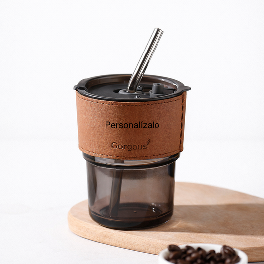 Vaso de cristal con tapa Coffe Dark