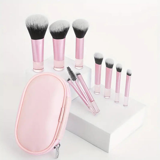 Mini set de brochas de maquillaje viaje -Pink