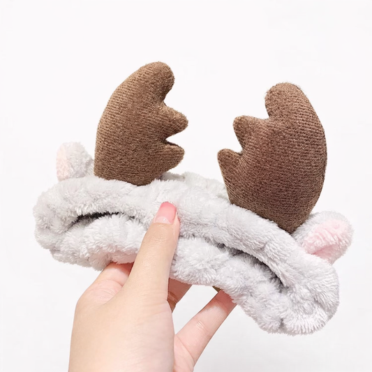 Diadema de Felpa Reno – Ideal para Skincare y Maquillaje