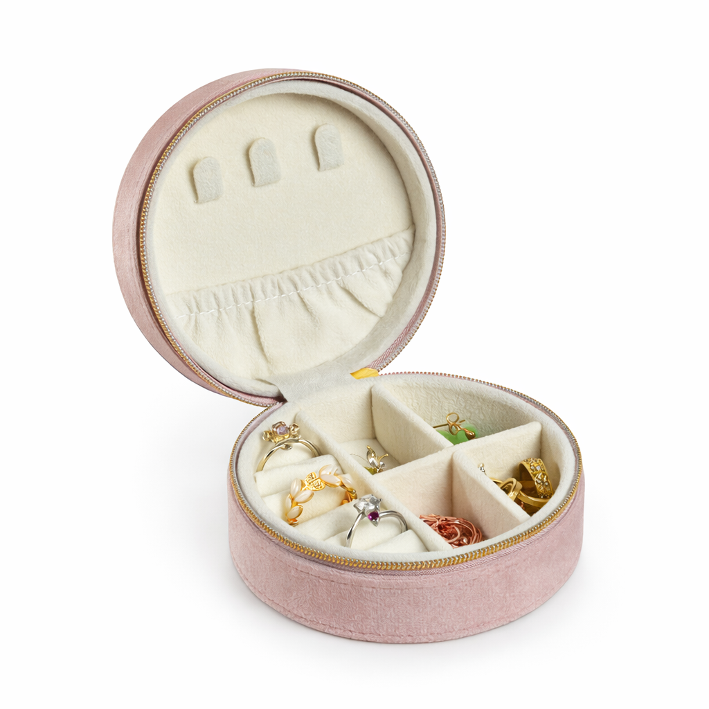 Joyero redondo personalizable - Rosa empolvado