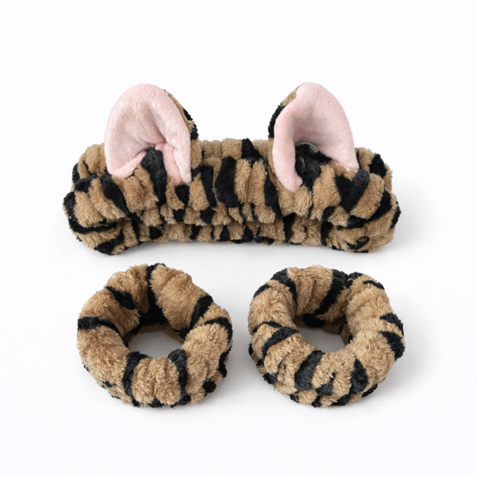 Set de Skincare Felpa + Muñequeras Animal Print